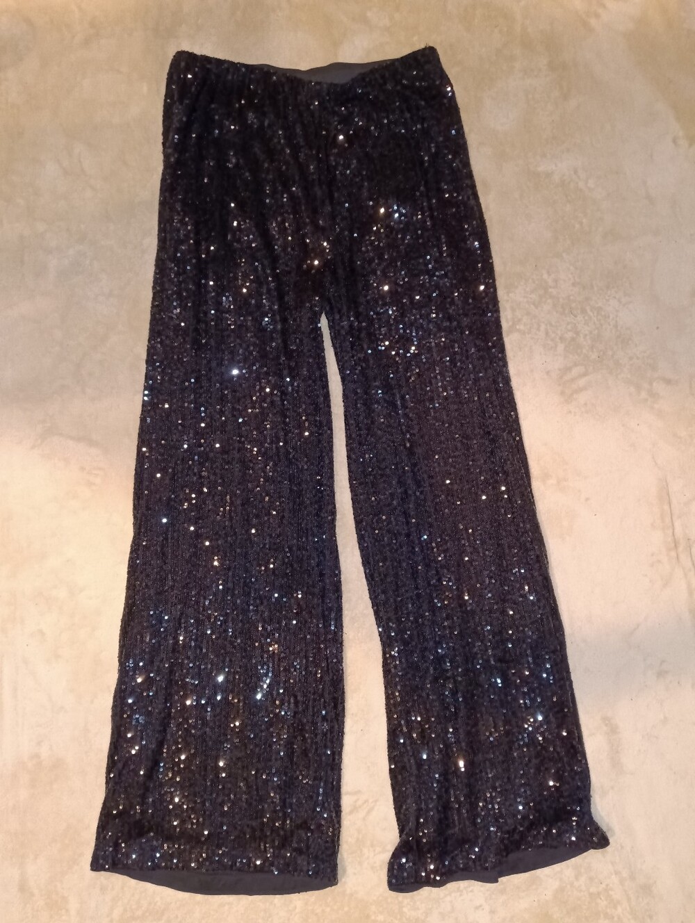 NWT CeCe Black Sequin Wide-Leg Evening Pants Sz S